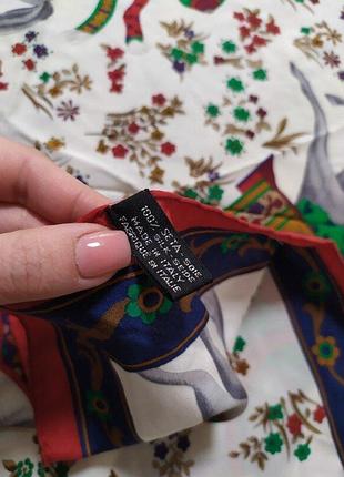 Вінтажний шовковий платок в стилі hermes коні вершник2 фото