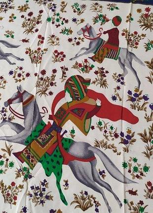 Вінтажний шовковий платок в стилі hermes коні вершник3 фото