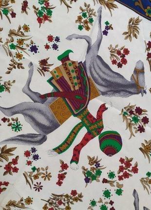 Вінтажний шовковий платок в стилі hermes коні вершник4 фото