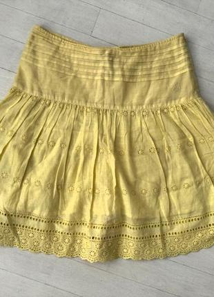 Юбка с прошвой лимонного цвета