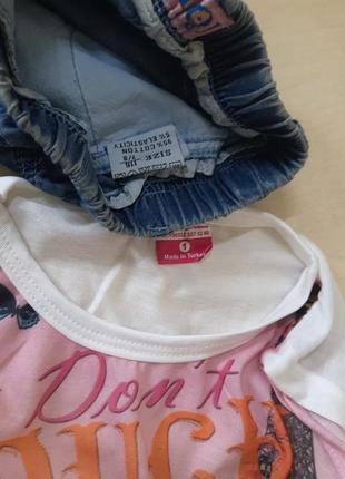 Летний костюм для девочки футболка джинсовые шорты анимэ 92 98 104 1102 фото