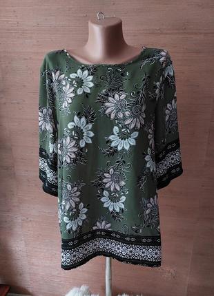 🌸🌹🌼 отличная приятная к телу блузка хаки
 + цветы