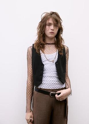 Брюки женские жатые коричневые zara new2 фото