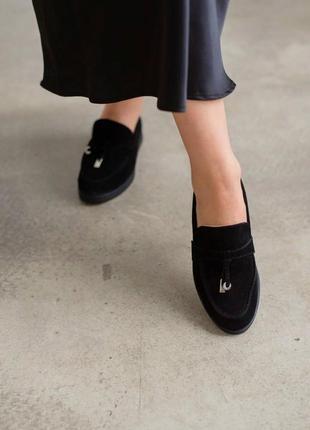 ▪️жіночі чорні замшеві туфлі лофери танкетка низький хід натуральна замша, женские чёрные замшевые черные туфли лоферы натуральная замша танкетка