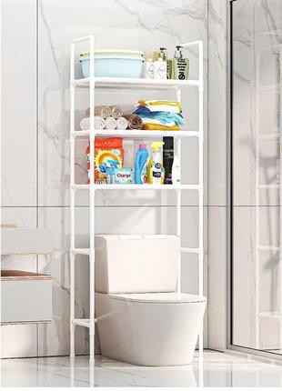 Полиця-етажерка біла для унітазу (sm-12) 47х25х155 см стелаж підлоговий для зберігання над унітазом