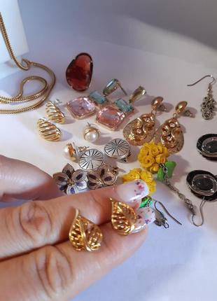 Серьги, листья сердечки американский винтаж