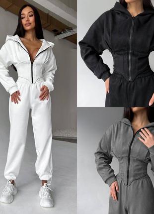 Замшевый костюм с корсетной кофтой