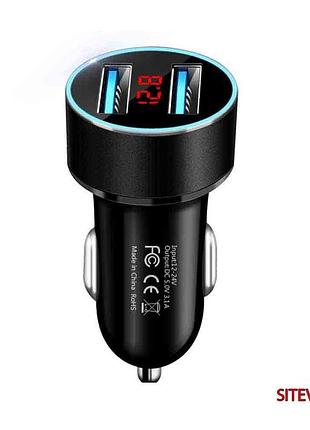 Вольтметр в прикурювач 3.1а 2 usb 3