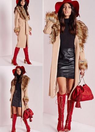 Розпродаж пальто манто missguided розкішне з хутряним коміром та манжетами8 фото