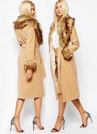 Розпродаж пальто манто missguided розкішне з хутряним коміром та манжетами2 фото