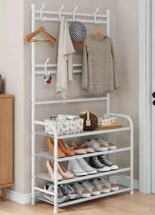 Напольная вешалка для одежды new simple floor clothes rack size с полками и крючками3 фото