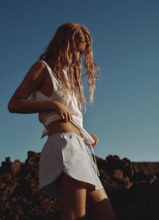 Вільна біла майка zara біла майка оверсайз zara бавовняна біла майка з відкритою спиною напівпрозора майка що просвічує3 фото