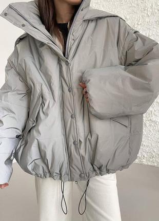 Куртка-жилетка hands off зима з плащівки на силіконі 200 з капюшоном світловідбивний колір3 фото