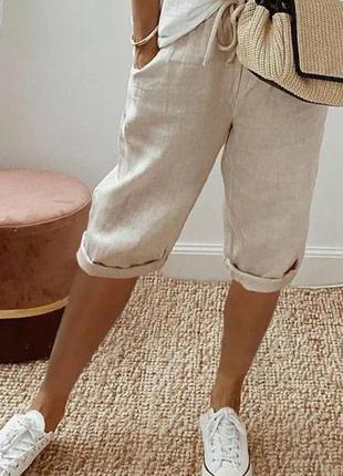 Жіночі стильні лляні шорти великі розміри2 фото