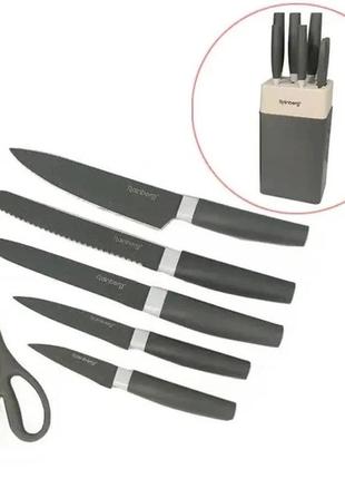 Практичный набор кухонных ножей 7предметов,стильный дизайн ножи на подставке,материал углеродистая стальrb88089 фото