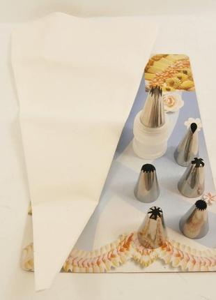 Мешок кондитерский тряпично-полиэтиленовый с шестью насадками (малый)2 фото