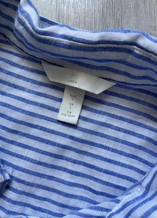 Льняна сорочка у полоску h&m linen5 фото