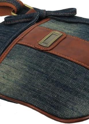 Джинсова сумка на плече fashion jeans bag темно-синя4 фото