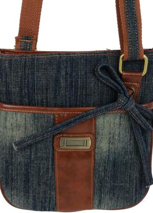 Джинсова сумка на плече fashion jeans bag темно-синя3 фото