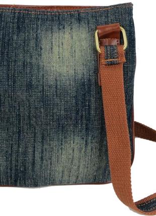 Джинсова сумка на плече fashion jeans bag темно-синя5 фото