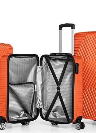 Большой пластиковый чемодан на колесах 115l gd polo оранжевый3 фото