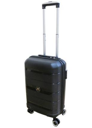 Пластиковый маленький чемодан из полипропилена 40l my polo черный2 фото