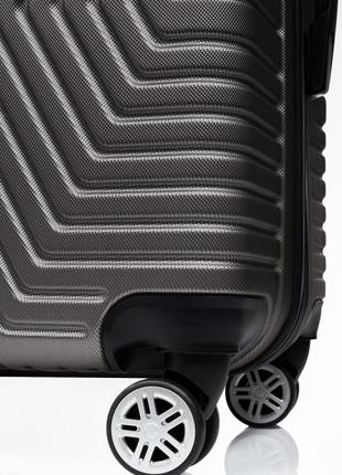 Большой пластиковый чемодан на колесах 115l gd polo серый4 фото