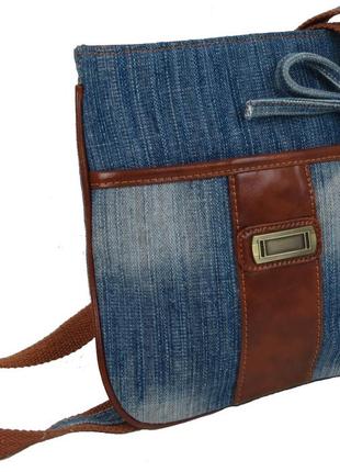Наплечная джинсовая сумка fashion jeans bag синяя2 фото