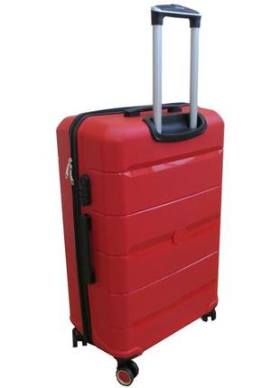 Большой чемодан на колесах из полипропилена 93l my polo, турция красный4 фото