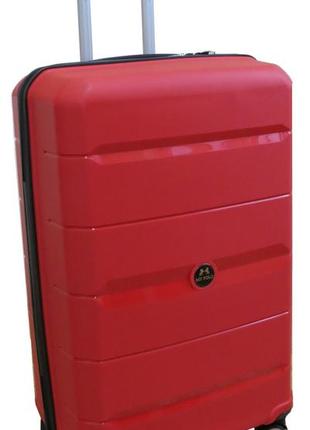 Большой чемодан на колесах из полипропилена 93l my polo, турция красный2 фото