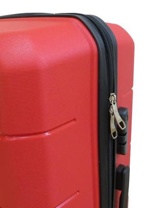 Большой чемодан на колесах из полипропилена 93l my polo, турция красный8 фото
