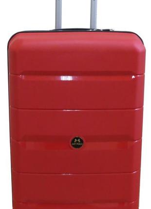 Большой чемодан на колесах из полипропилена 93l my polo, турция красный