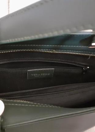 Кожаная новая сумка темно-зеленого цвета vera pelle италия5 фото
