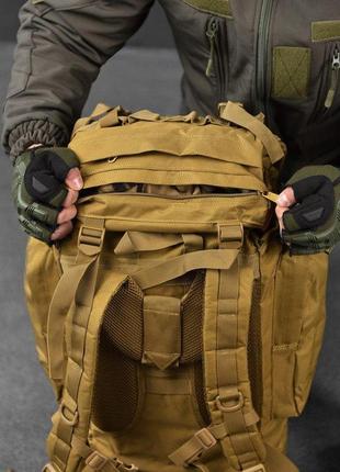 Военный рамный рюкзак койот тактический большой рюкзак 100 литров кайот армейский рюкзак песочный цвет8 фото