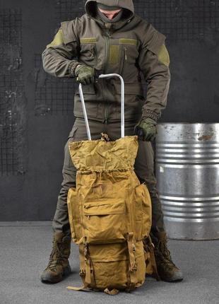 Военный рамный рюкзак койот тактический большой рюкзак 100 литров кайот армейский рюкзак песочный цвет4 фото