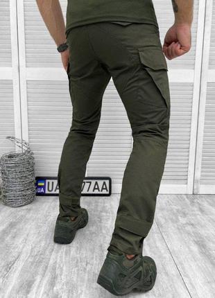 Чоловічі штани оливкові штани рипстоп колір хакі гумовий крій штани зі зручною посадкою хакі зелені3 фото