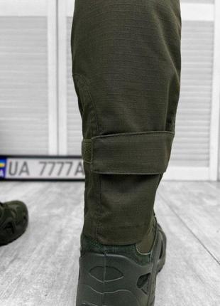 Чоловічі штани оливкові штани рипстоп колір хакі гумовий крій штани зі зручною посадкою хакі зелені4 фото