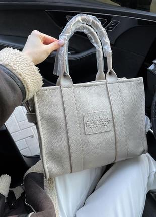 Женская сумка marc jacobs tote bag dark beige mini6 фото