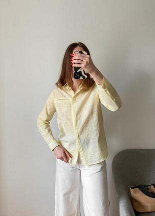 Базовая желтая рубашка из хлопка10 фото