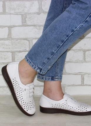 Жіночі суперкомфортні шкіряні літні туфлі на гумці колір беж беж3 фото