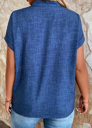 Жіноча стильна базова блуза з льону великі розміри2 фото