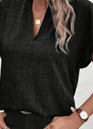 Жіноча стильна базова блуза з льону великі розміри7 фото