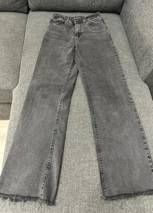 Темно-серые трендовые широкие джинсы3 фото