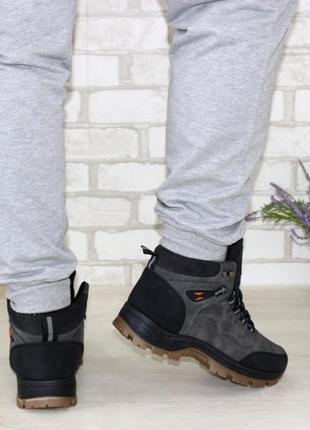 Чоловічі сірі зимові черевики на шнурівці сірий4 фото