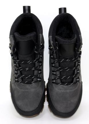 Чоловічі сірі зимові черевики на шнурівці сірий5 фото