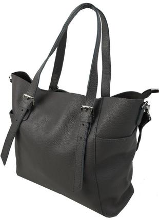 Женская кожаная сумка  borsacomoda серая