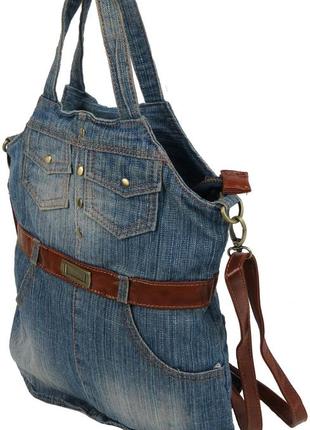 Женская джинсовая сумка fashion jeans bag синяя3 фото