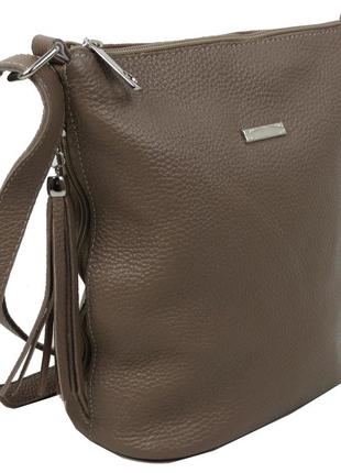 Женская кожаная сумка через плечо borsacomoda бежевая3 фото