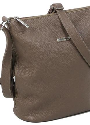 Женская кожаная сумка через плечо borsacomoda бежевая2 фото