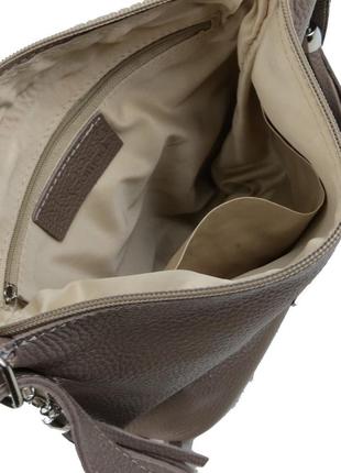 Женская кожаная сумка через плечо borsacomoda бежевая9 фото